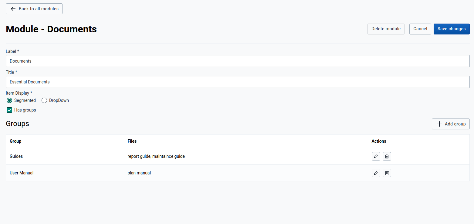Grouped Document Module View